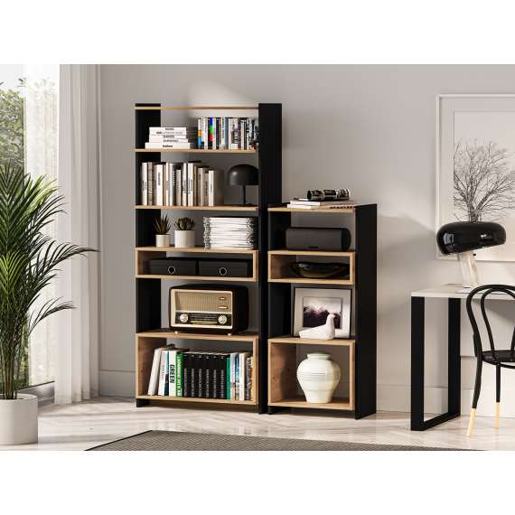 Reol Tris 80x180 cm - Svart matt - Eik