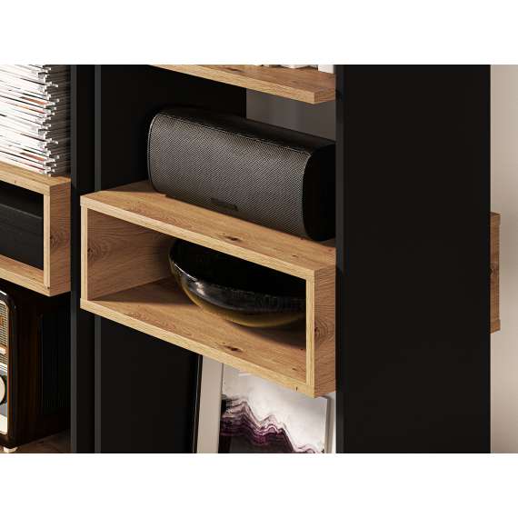 Reol - bokhylle Tris 55x180 cm - Svart matt - Eik