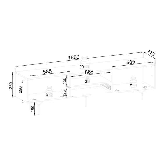 Tv-benk Raven 180x51 cm - Svart