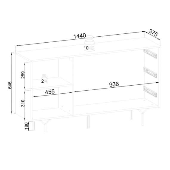 Skjenk Raven 144x83 cm - med ben - 3D fronter