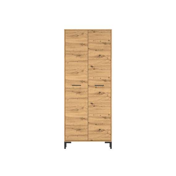 Garderobeskap Nevio 80x200 cm - eik artisan - 2 dører - metall bein