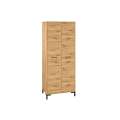Garderobeskap Nevio 80x200 cm - eik artisan - 2 dører - metall bein
