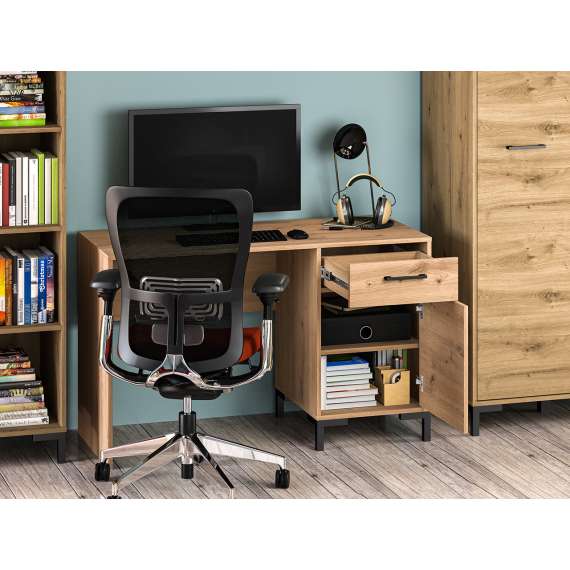 Skrivebord Nevio 120x75 cm - eik artisan - 1 dør - 1 skuff