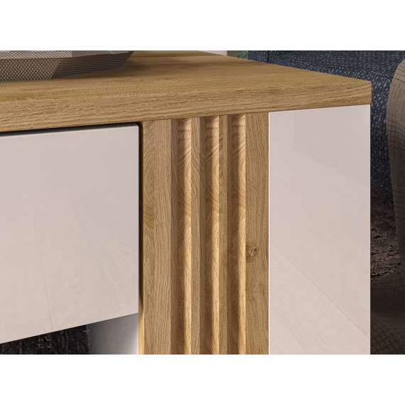 Sofabord Adagio 109x48 cm - eik castello - hvit høyglans