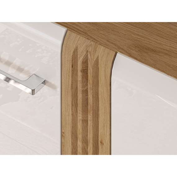 Skjenk Adagio 190x90 cm - eik castello - hvit høyglans fronter - 2 dører - 4 skuffer