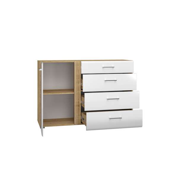 Skjenk Adagio 134x90 cm - Hvit høyglans