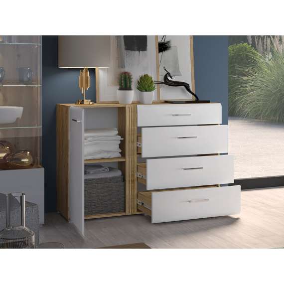 Skjenk Adagio 134x90 cm - Hvit høyglans