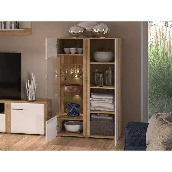 Vitrineskap Adagio 92x143 cm - Hvit høyglans