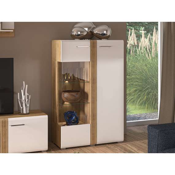 Vitrineskap Adagio 92x143 cm - Hvit høyglans