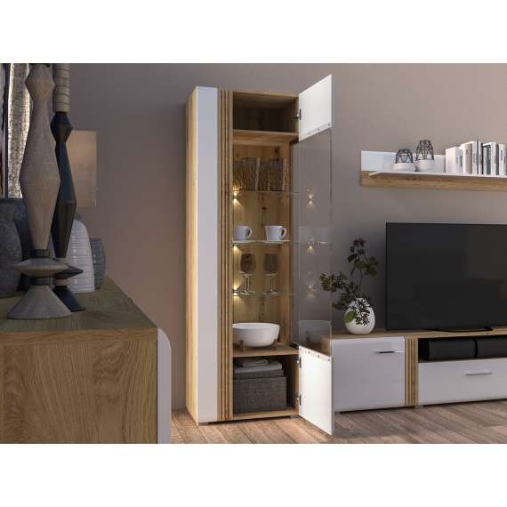 Vitrineskap Adagio 65x196 cm - Hvit høyglans