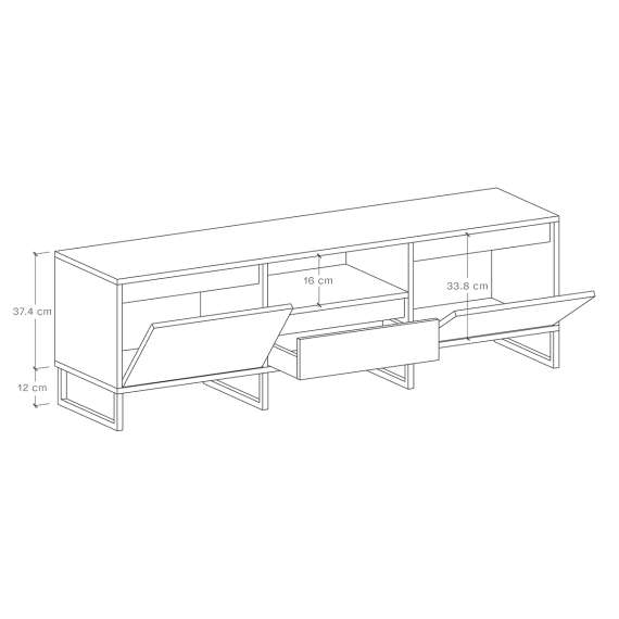 Tv-benk Bjorn 150-180x49 cm - Høy - med metallben