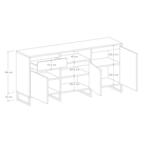 Skjenk Bjorn 150-180x76 cm - Velg bredde og farge selv