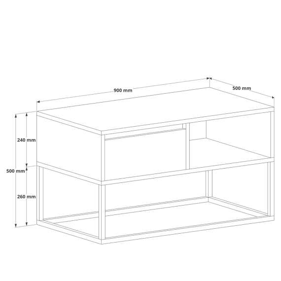 Stuebord Bjorn 90x50 cm - Høy - med metallben