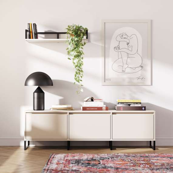 Tv-benk Bjorn 150-180x49 cm - Høy - med metallben