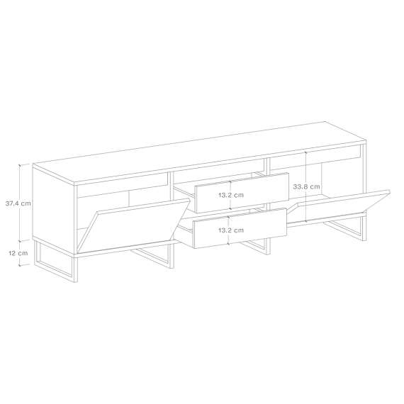 Tv-benk Bjorn 150-180x49 cm - Høy - med metallben