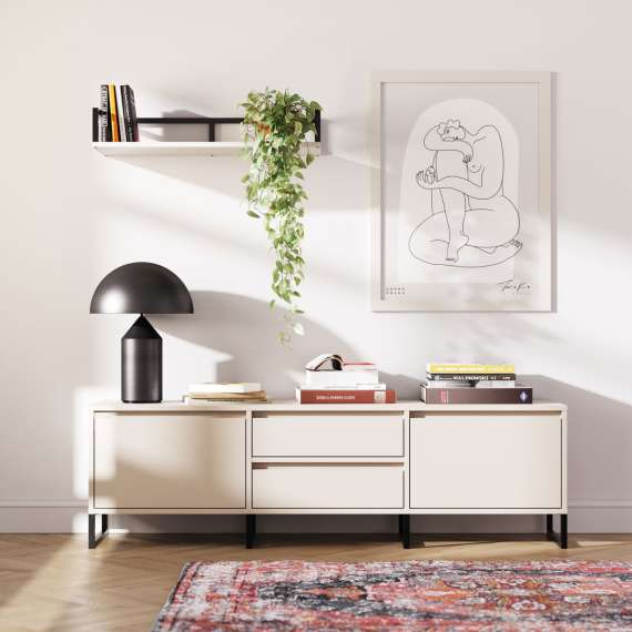 Tv-benk Bjorn 150-180x49 cm - Høy - med metallben