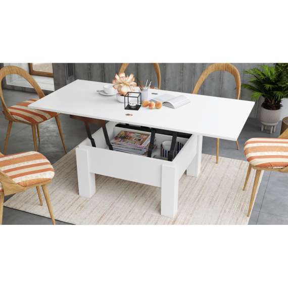 Sofabord Oslo 80-160 cm - hvit matt