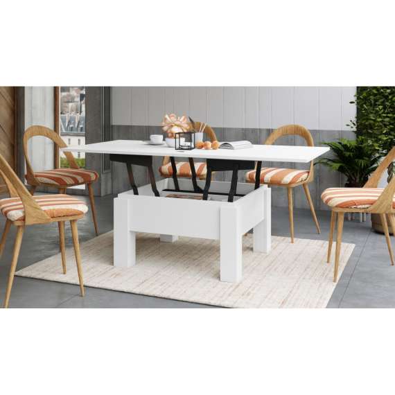 Sofabord Oslo 80-160 cm - hvit matt