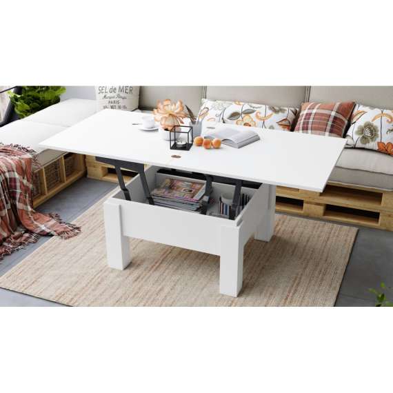 Sofabord Oslo 80-160 cm - hvit matt