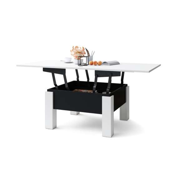Sofabord Oslo 80-160 cm - hvit matt - svart matt