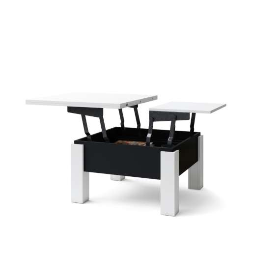 Sofabord Oslo 80-160 cm - hvit matt - svart matt