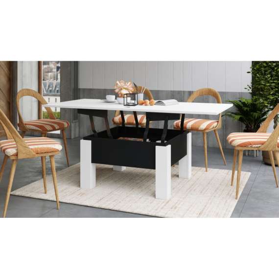 Sofabord Oslo 80-160 cm - hvit matt - svart matt