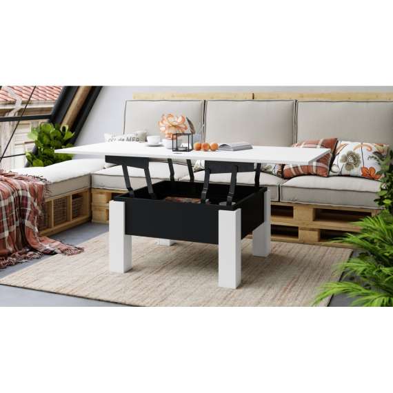 Sofabord Oslo 80-160 cm - hvit matt - svart matt