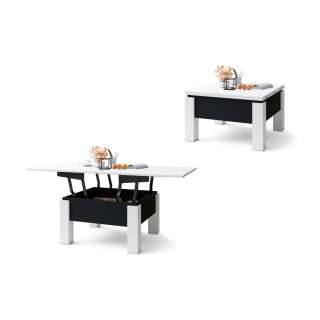 Sofabord Oslo 80-160 cm - hvit matt - svart matt
