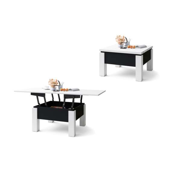 Sofabord Oslo 80-160 cm - hvit matt - svart matt