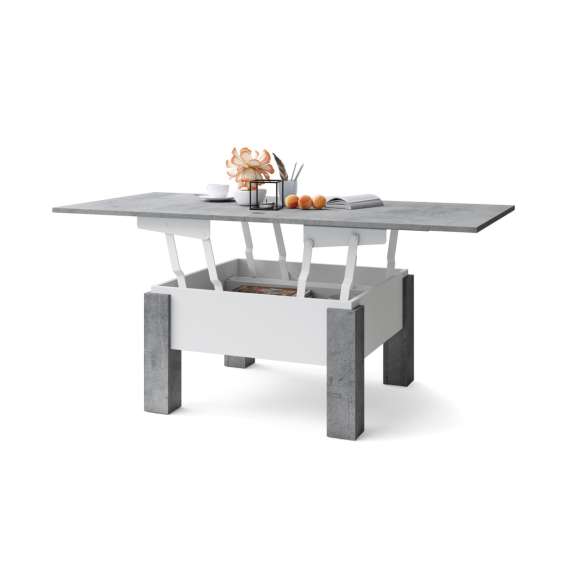 Sofabord Oslo 80-160 cm - betong - hvit matt