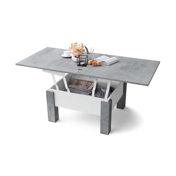 Sofabord Oslo 80-160 cm - betong - hvit matt