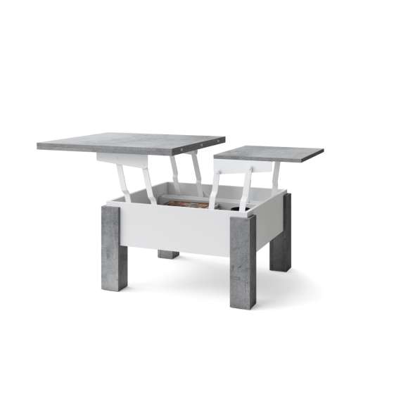 Sofabord Oslo 80-160 cm - betong - hvit matt