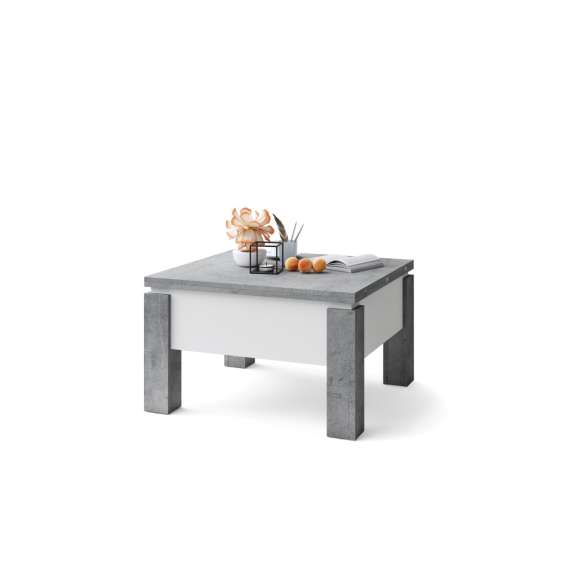 Sofabord Oslo 80-160 cm - betong - hvit matt