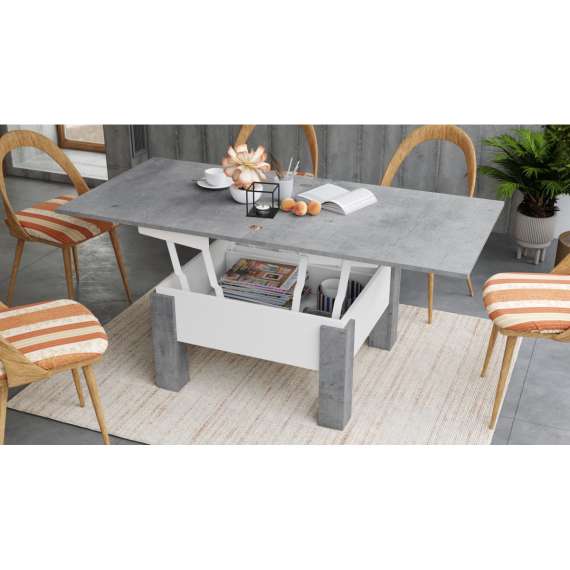 Sofabord Oslo 80-160 cm - betong - hvit matt