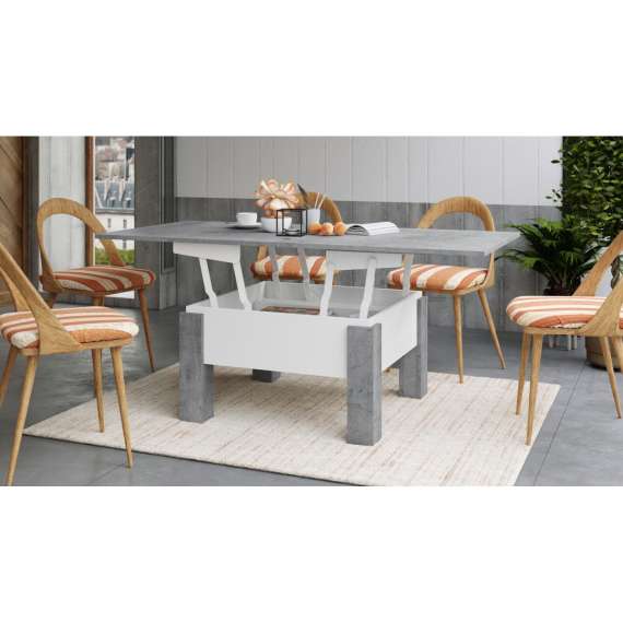 Sofabord Oslo 80-160 cm - betong - hvit matt