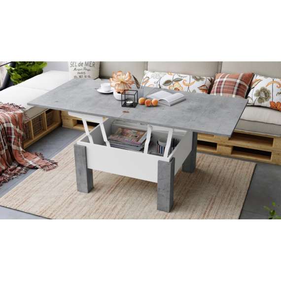 Sofabord Oslo 80-160 cm - betong - hvit matt