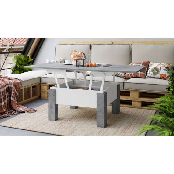 Sofabord Oslo 80-160 cm - betong - hvit matt