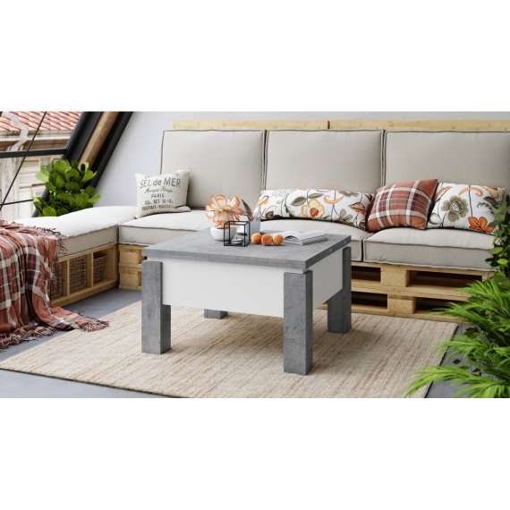 Sofabord Oslo 80-160 cm - betong - hvit matt