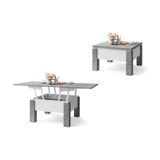 Sofabord Oslo 80-160 cm - betong - hvit matt