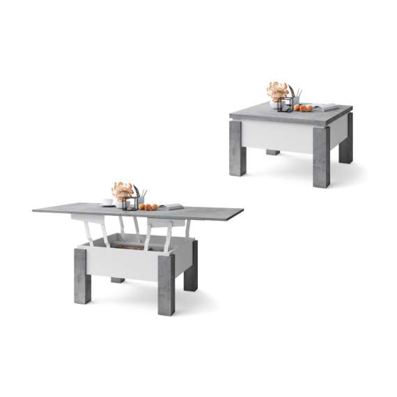 Sofabord Oslo 80-160 cm - betong - hvit matt