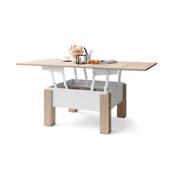 Sofabord Oslo 80-160 cm - eik sonoma - hvit matt