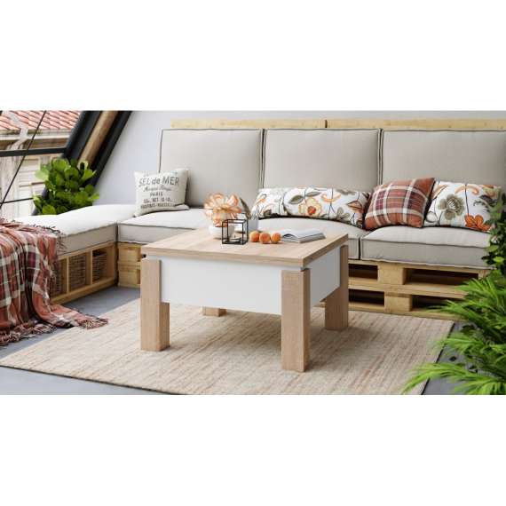 Sofabord Oslo 80-160 cm - eik sonoma - hvit matt