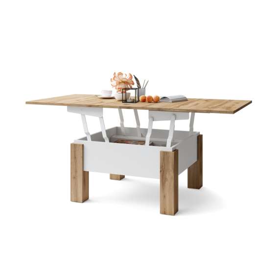 Sofabord Oslo 80-160 cm - eik wotan - hvit matt