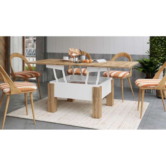 Sofabord Oslo 80-160 cm - eik wotan - hvit matt