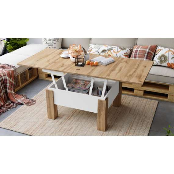 Sofabord Oslo 80-160 cm - eik wotan - hvit matt