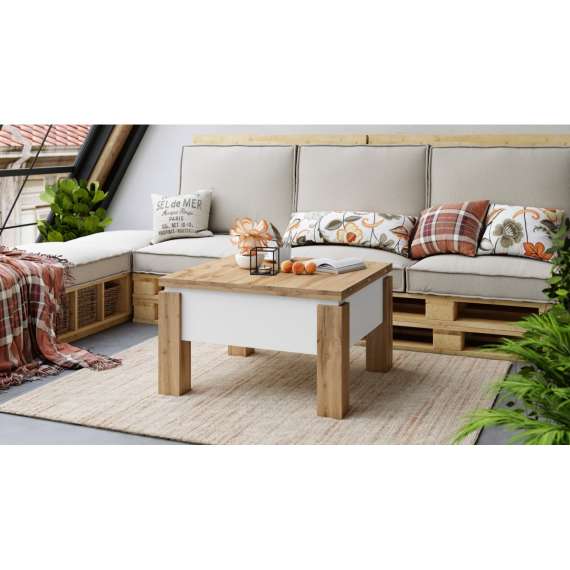 Sofabord Oslo 80-160 cm - eik wotan - hvit matt