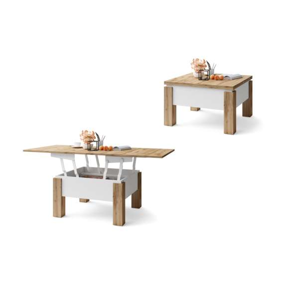 Sofabord Oslo 80-160 cm - eik wotan - hvit matt