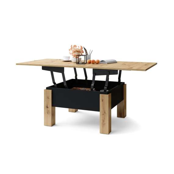 Sofabord Oslo 80-160 cm - eik artisan - svart