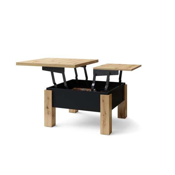 Sofabord Oslo 80-160 cm - eik artisan - svart