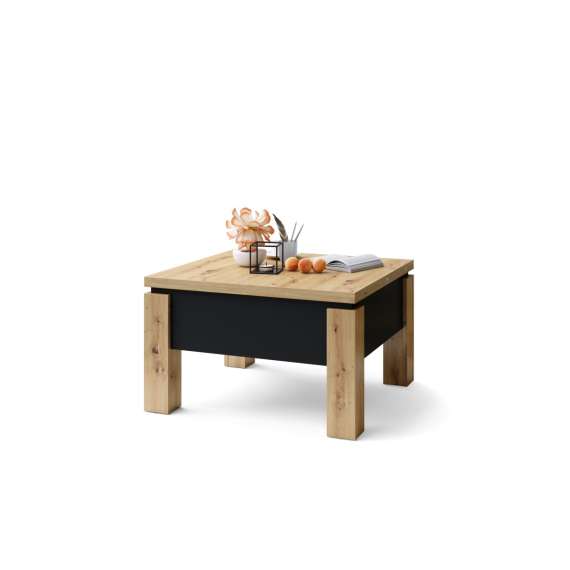 Sofabord Oslo 80-160 cm - eik artisan - svart